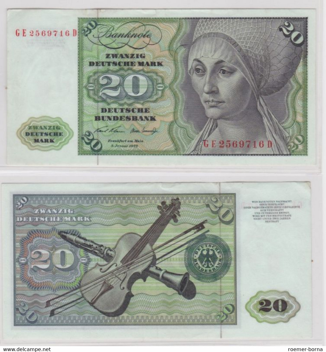 T145537 Banknote 20 DM Deutsche Mark Ro. 271b Schein 2.Jan. 1970 KN GE 2569716 D - 20 Deutsche Mark