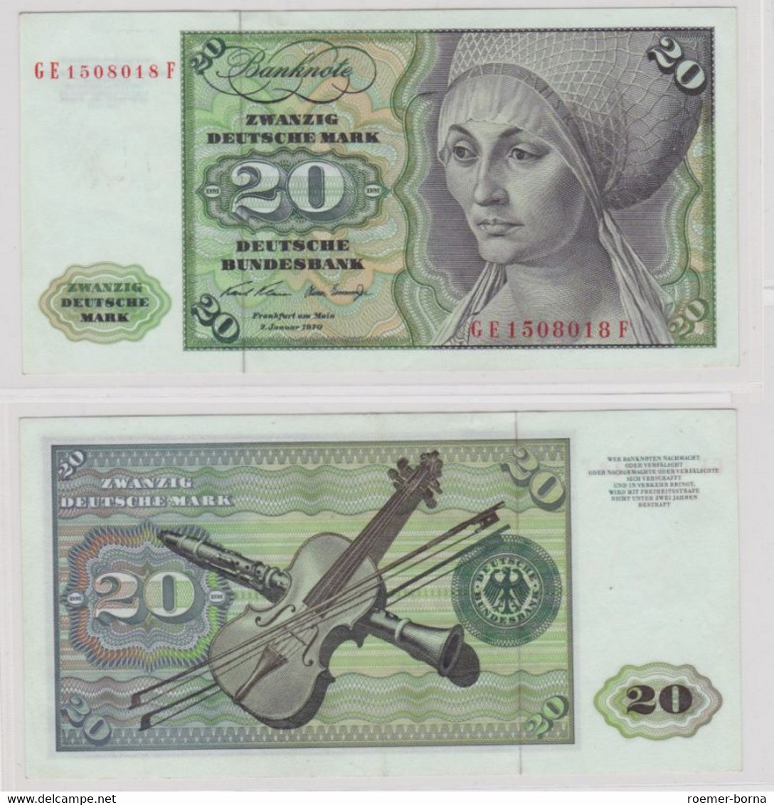 T145534 Banknote 20 DM Deutsche Mark Ro. 271b Schein 2.Jan. 1970 KN GE 1508018 F - 20 DM