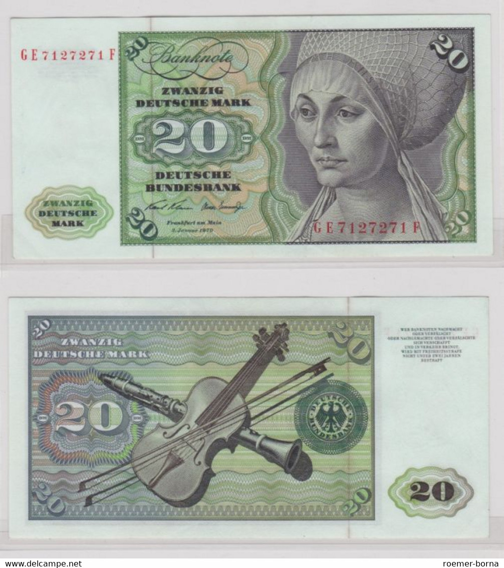 T145542 Banknote 20 DM Deutsche Mark Ro. 271b Schein 2.Jan. 1970 KN GE 7127271 F - 20 DM