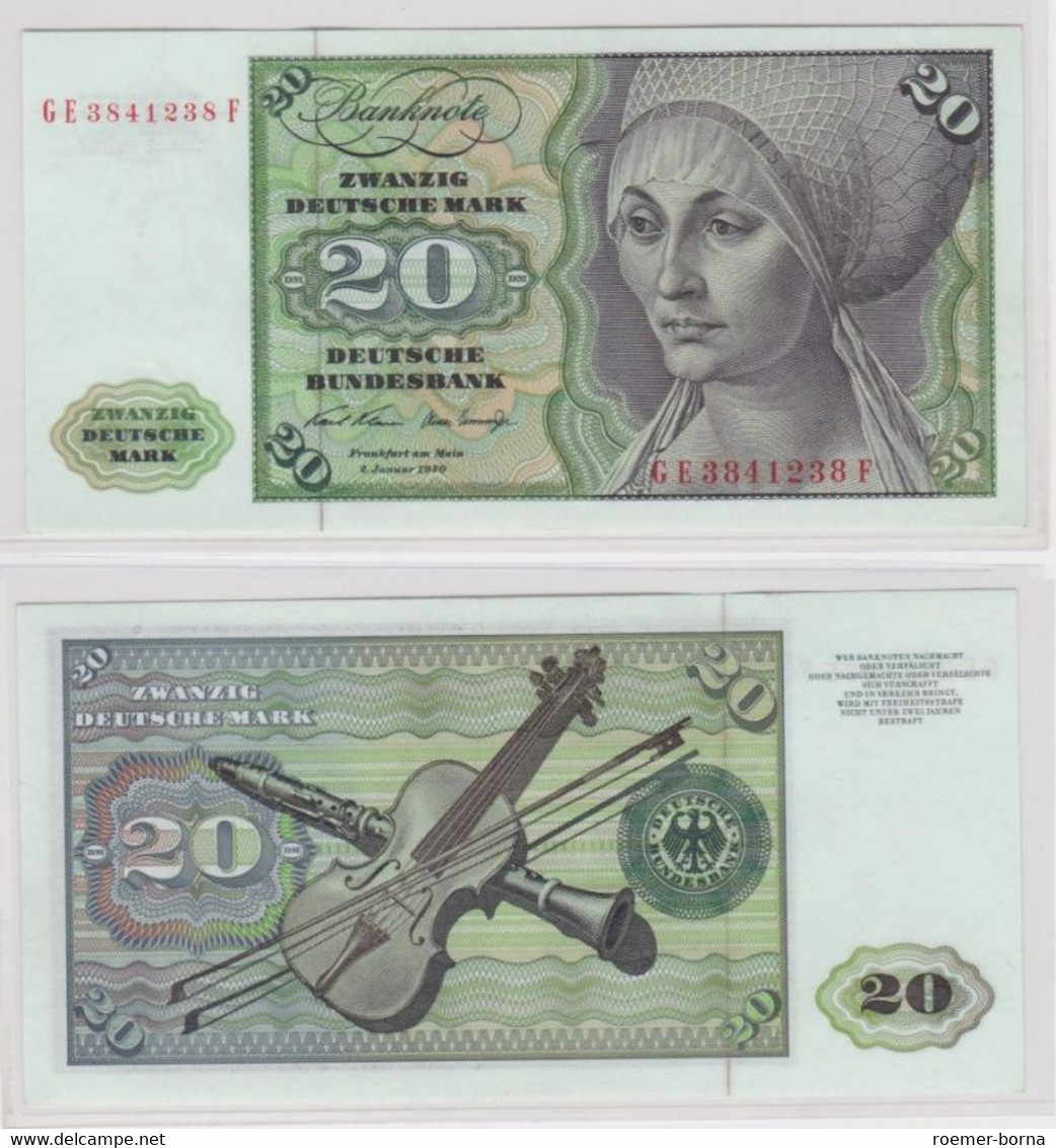 T145547 Banknote 20 DM Deutsche Mark Ro. 271b Schein 2.Jan. 1970 KN GE 3841238 F - 20 DM