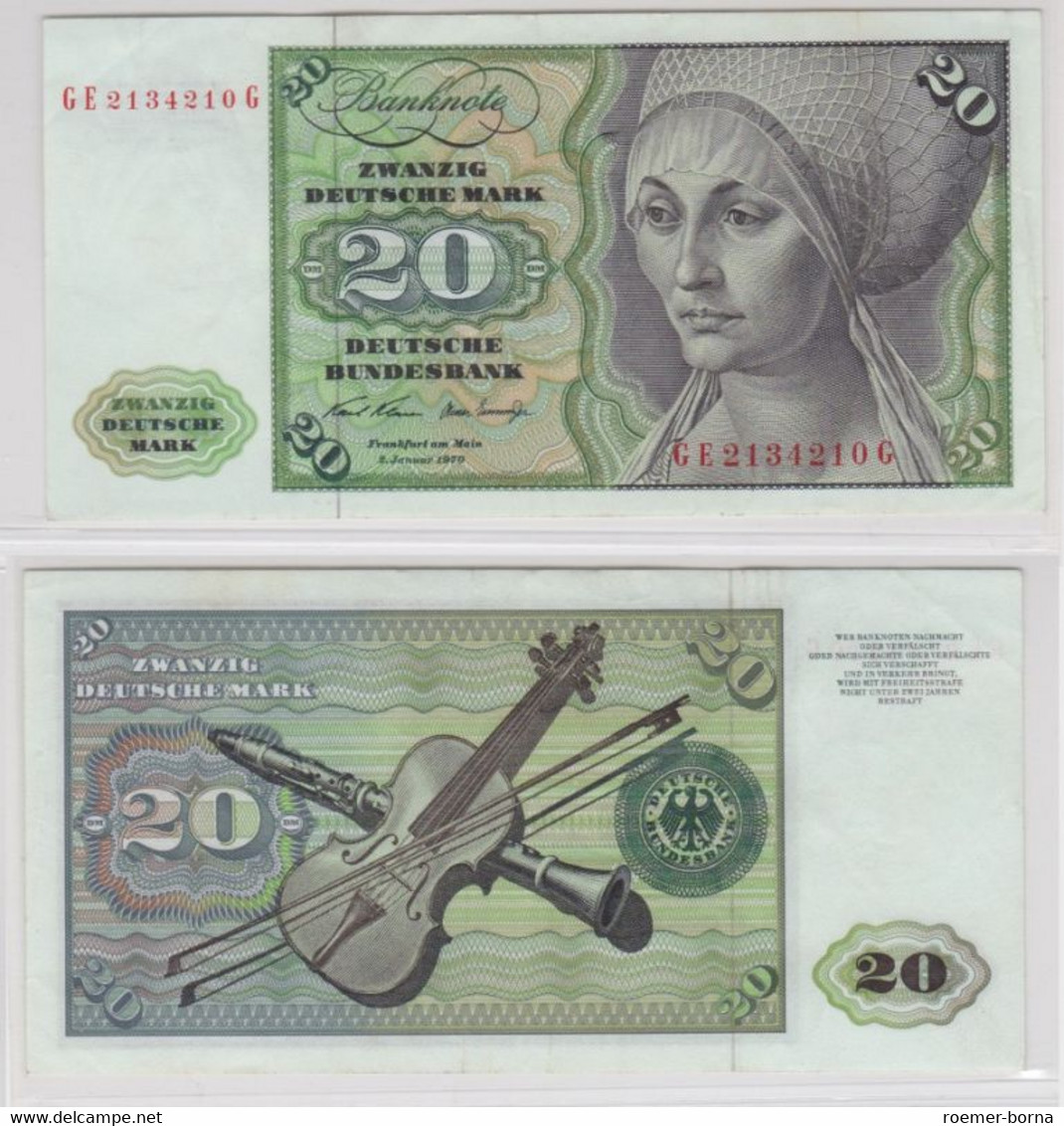 T145552 Banknote 20 DM Deutsche Mark Ro. 271b Schein 2.Jan. 1970 KN GE 2134210 G - 20 Deutsche Mark