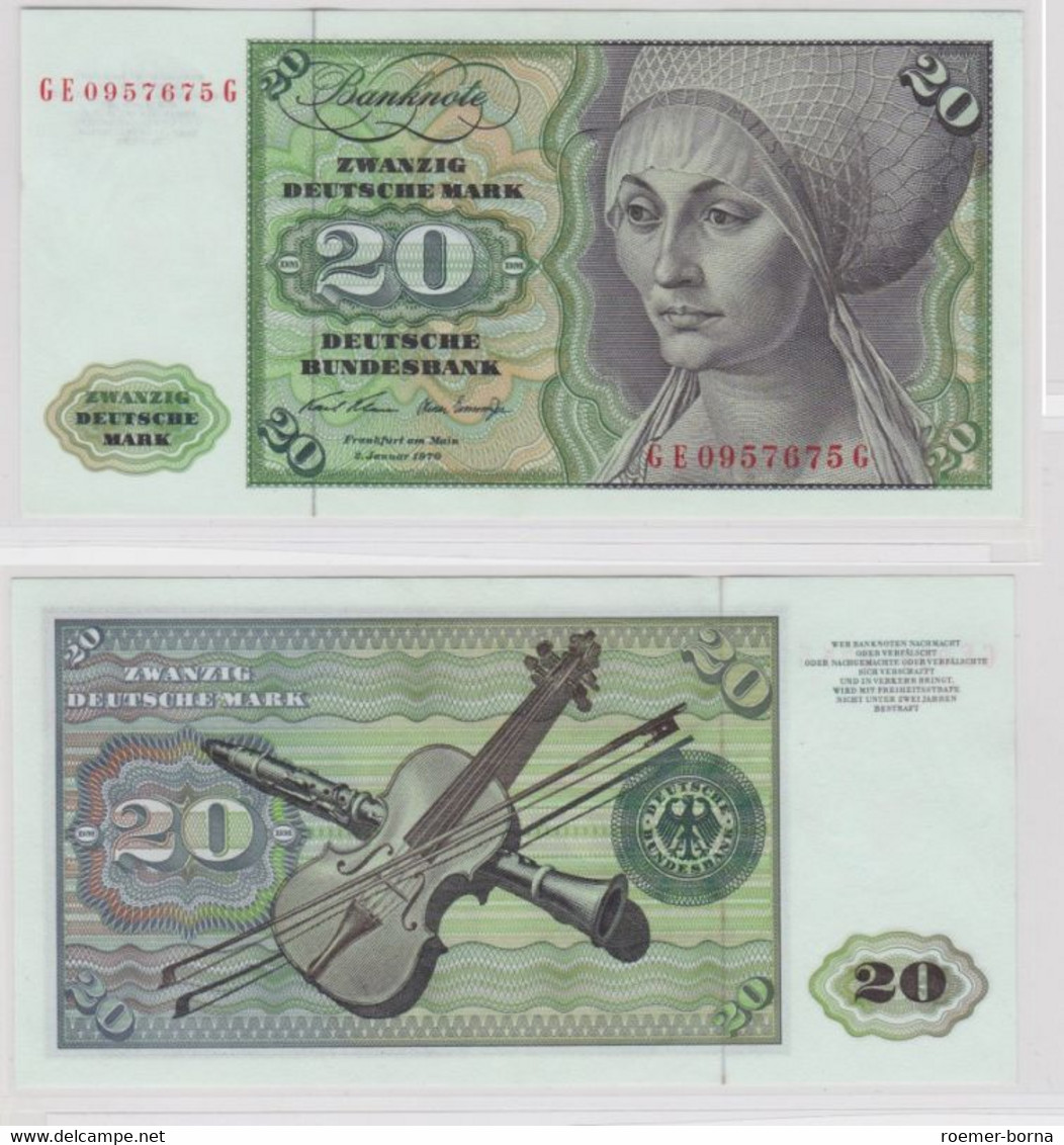 T145554 Banknote 20 DM Deutsche Mark Ro. 271b Schein 2.Jan. 1970 KN GE 0957675 G - 20 Deutsche Mark