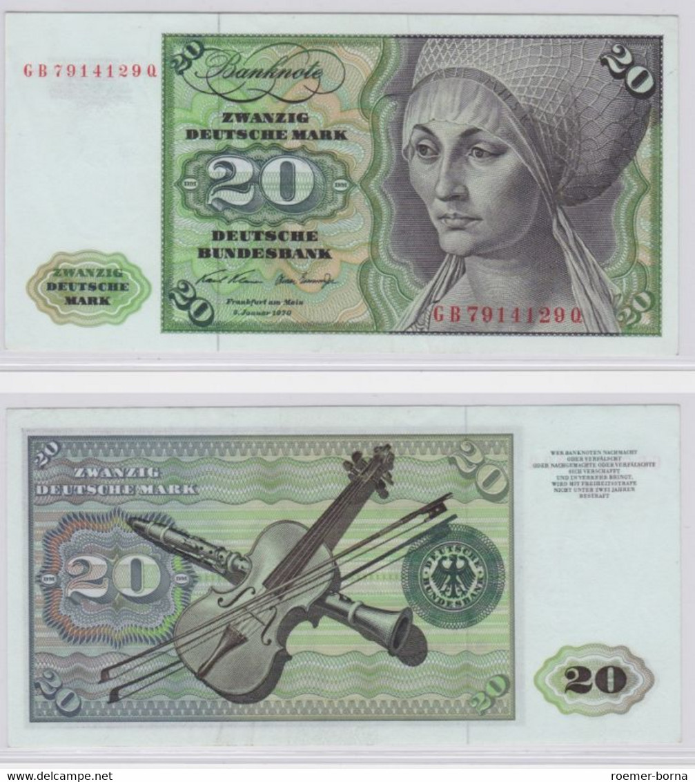 T145609 Banknote 20 DM Deutsche Mark Ro. 271a Schein 2.Jan. 1970 KN GB 7914129 Q - 20 DM