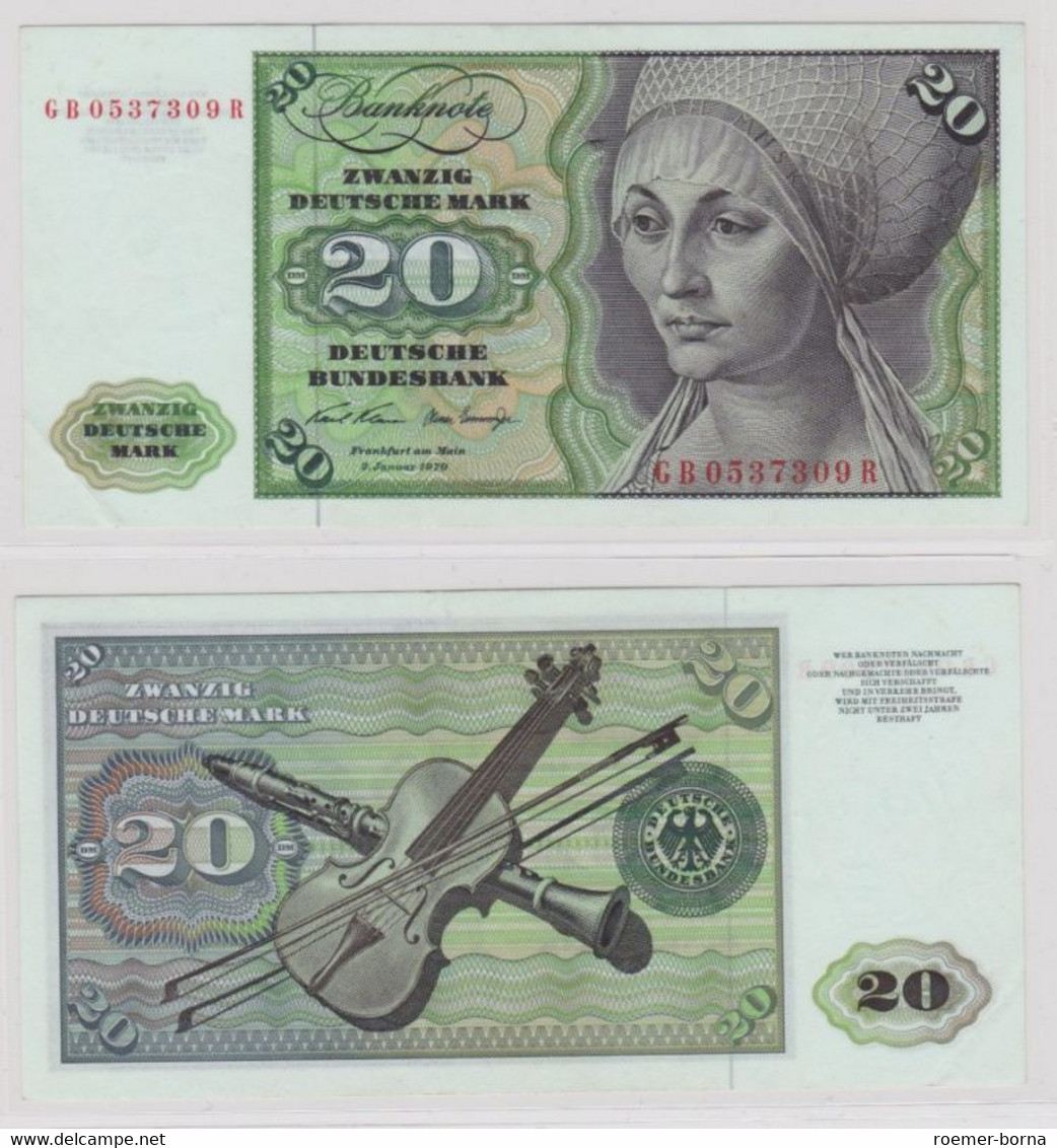 T145684 Banknote 20 DM Deutsche Mark Ro. 271a Schein 2.Jan. 1970 KN GB 0537309 R - 20 DM
