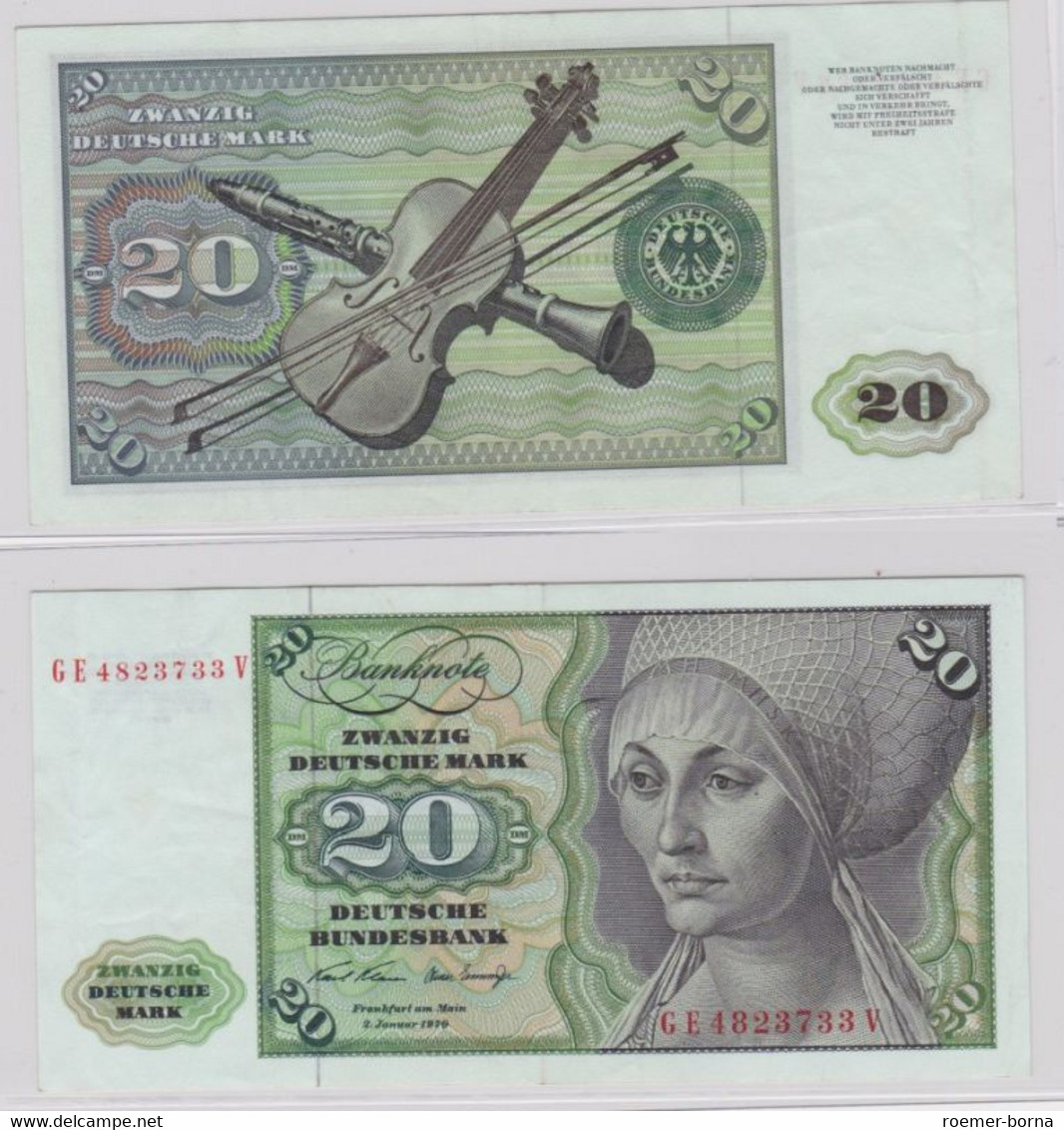 T145698 Banknote 20 DM Deutsche Mark Ro. 271b Schein 2.Jan. 1970 KN GE 4823733 V - 20 Deutsche Mark