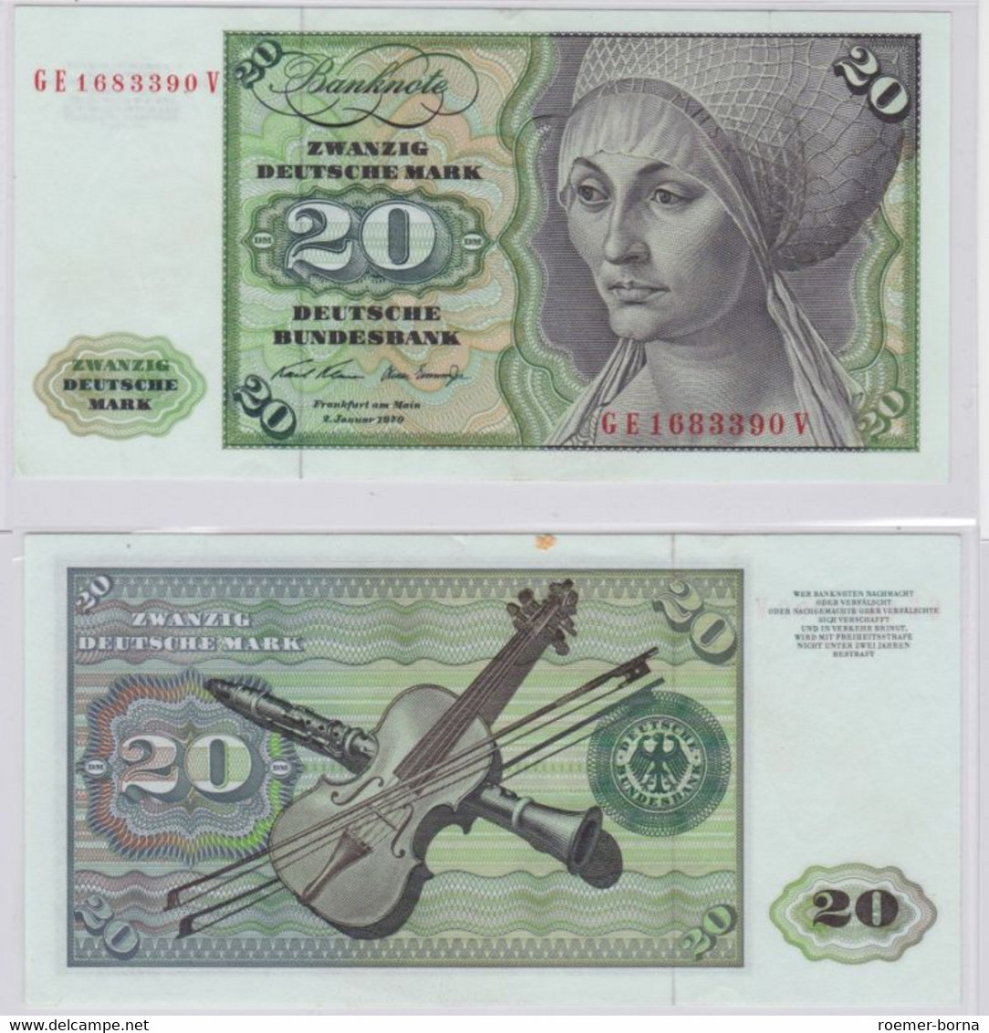 T145720 Banknote 20 DM Deutsche Mark Ro. 271b Schein 2.Jan. 1970 KN GE 1683390 V - 20 Deutsche Mark