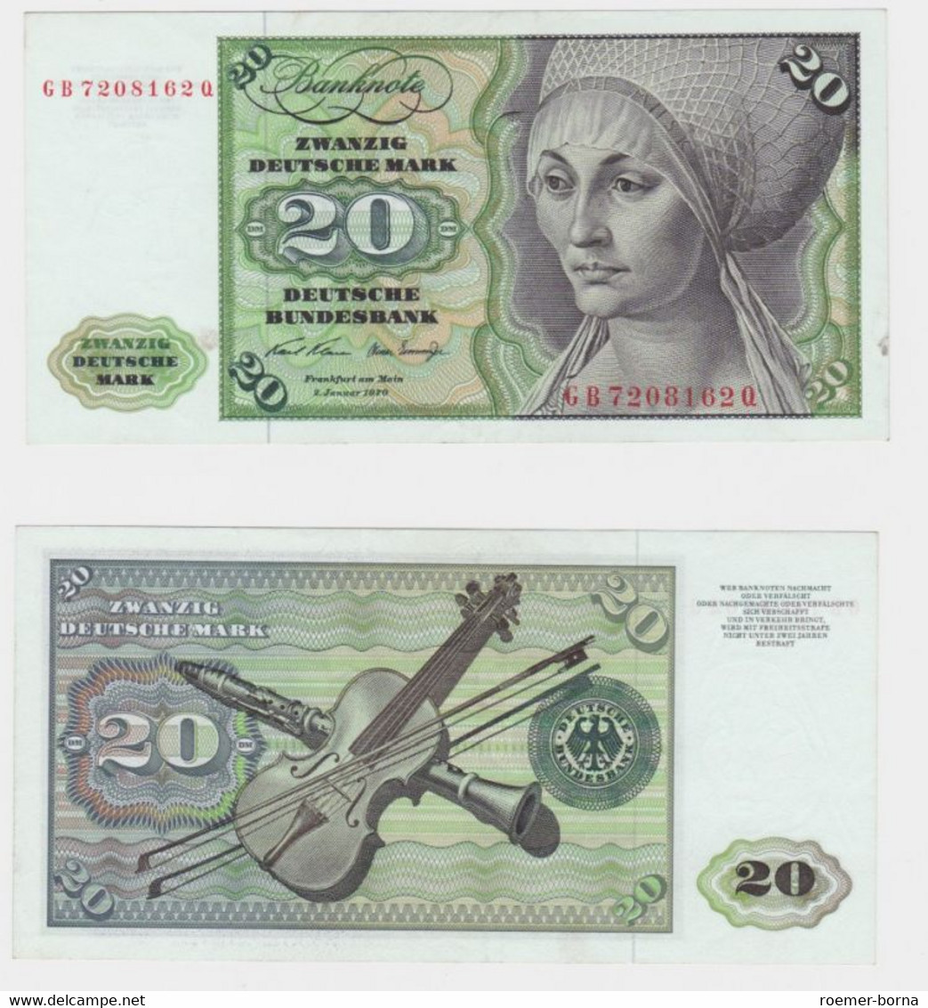 T145802 Banknote 20 DM Deutsche Mark Ro. 271a Schein 2.Jan. 1970 KN GB 7208162 Q - 20 DM