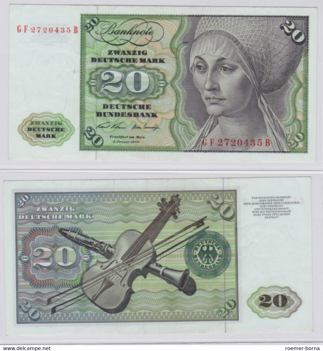 T145808 Banknote 20 DM Deutsche Mark Ro. 271b Schein 2.Jan. 1970 KN GF 2720435 B - 20 Deutsche Mark