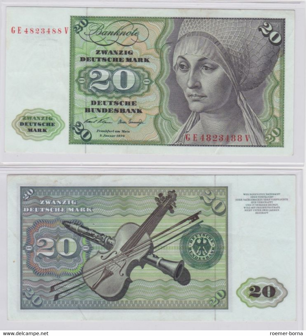 T145811 Banknote 20 DM Deutsche Mark Ro. 271b Schein 2.Jan. 1970 KN GE 4823488 V - 20 DM