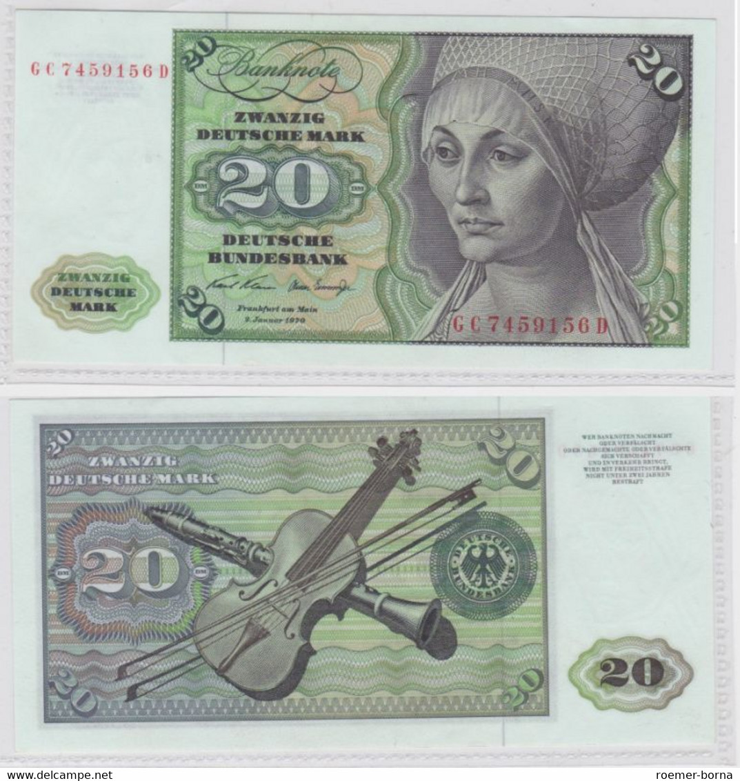 T145845 Banknote 20 DM Deutsche Mark Ro. 271a Schein 2.Jan. 1970 KN GC 7459156 D - 20 Deutsche Mark