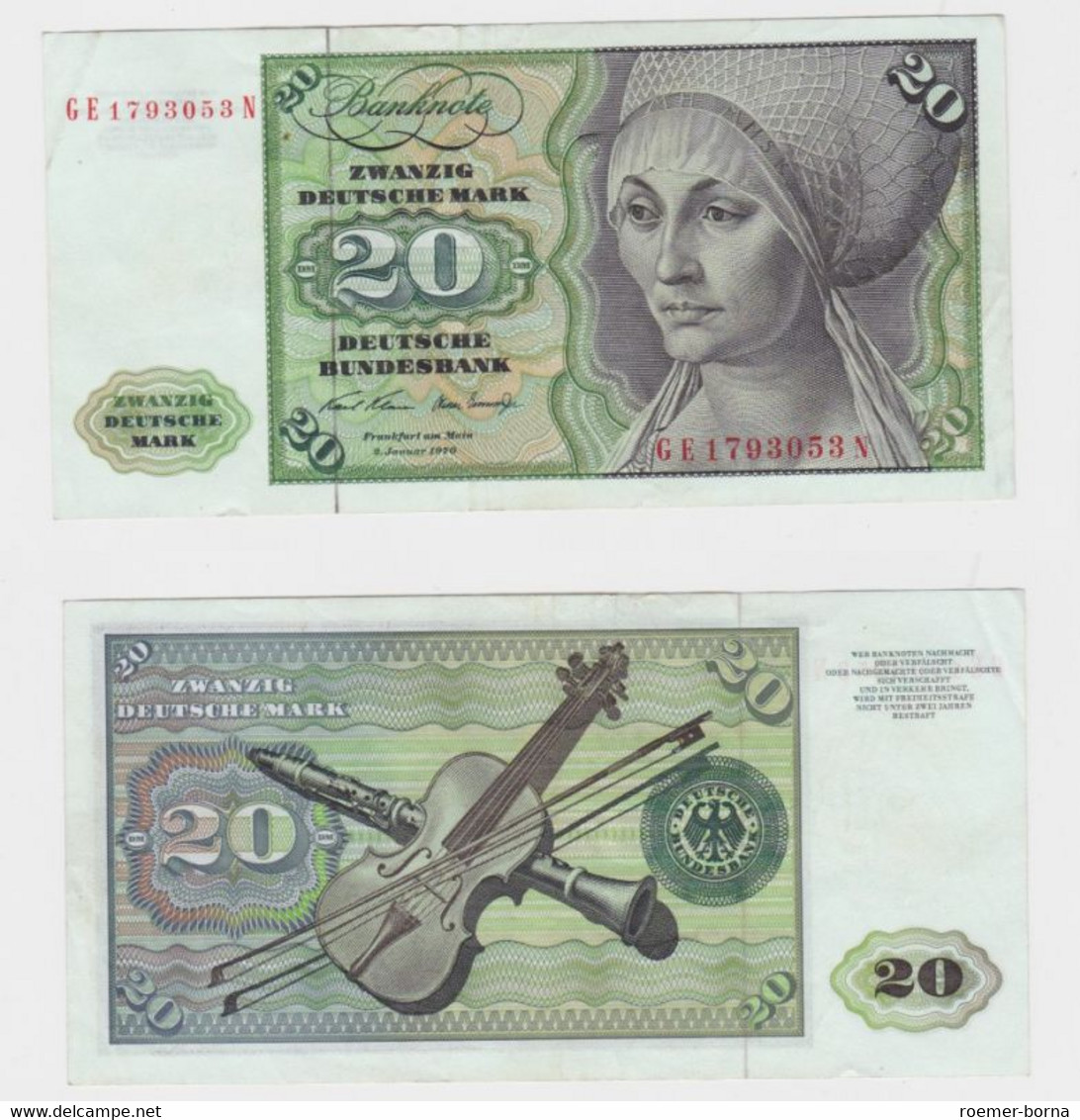 T145850 Banknote 20 DM Deutsche Mark Ro. 271b Schein 2.Jan. 1970 KN GE 1793053 N - 20 DM