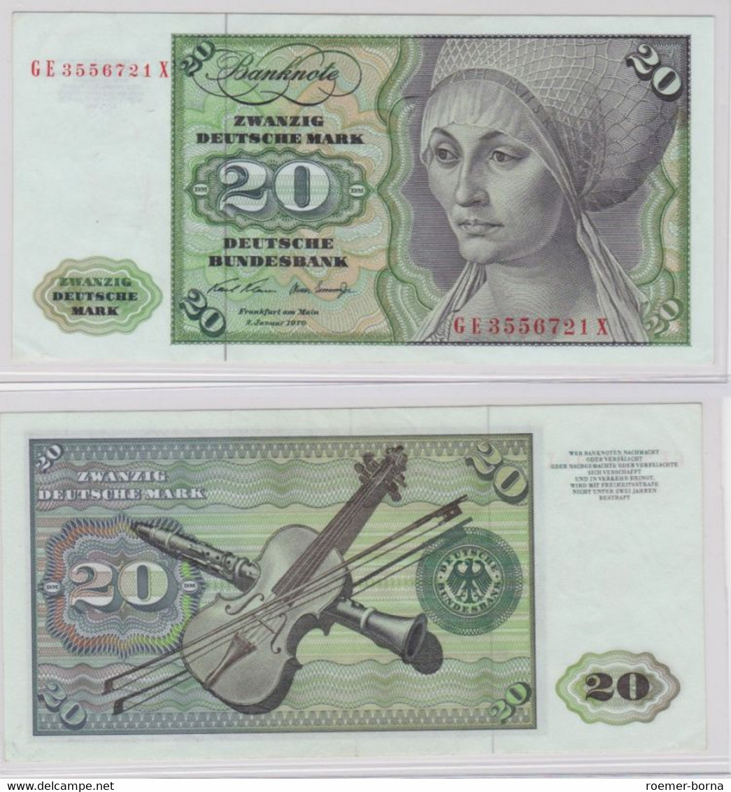 T145884 Banknote 20 DM Deutsche Mark Ro. 271b Schein 2.Jan. 1970 KN GE 3556721 X - 20 Deutsche Mark