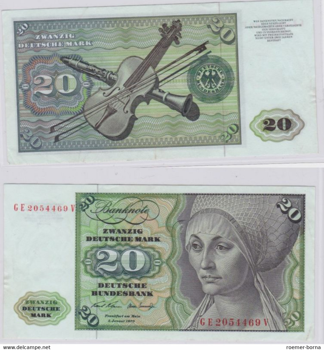 T145924 Banknote 20 DM Deutsche Mark Ro. 271b Schein 2.Jan. 1970 KN GE 2054469 V - 20 Deutsche Mark