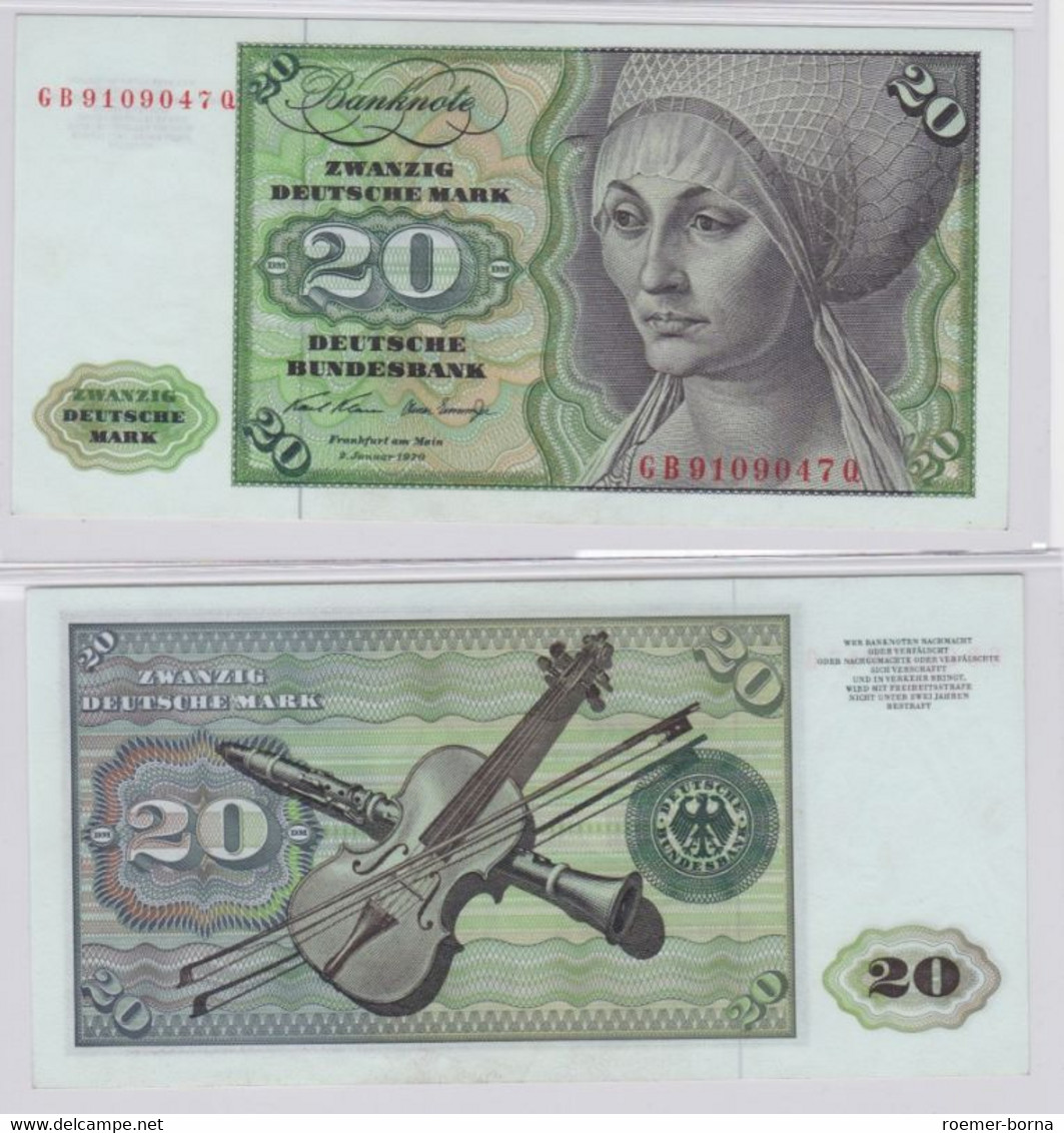 T145969 Banknote 20 DM Deutsche Mark Ro. 271a Schein 2.Jan. 1970 KN GB 9109047 Q - 20 Deutsche Mark