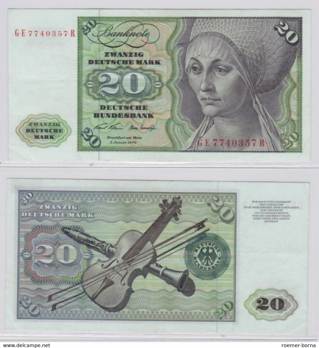 T145968 Banknote 20 DM Deutsche Mark Ro. 271b Schein 2.Jan. 1970 KN GE 7740357 R - 20 DM