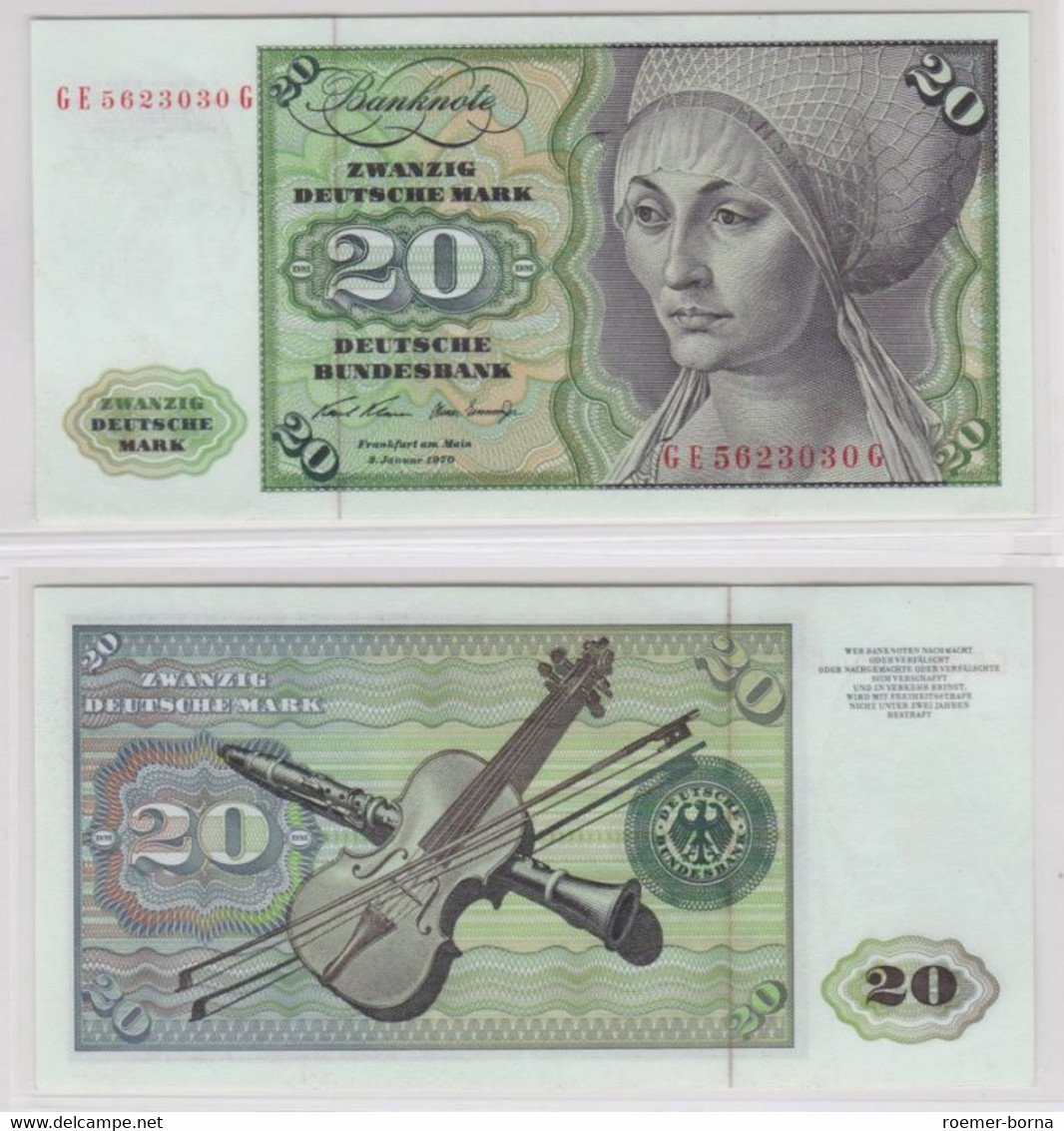 T145971 Banknote 20 DM Deutsche Mark Ro. 271b Schein 2.Jan. 1970 KN GE 5623030 G - 20 DM