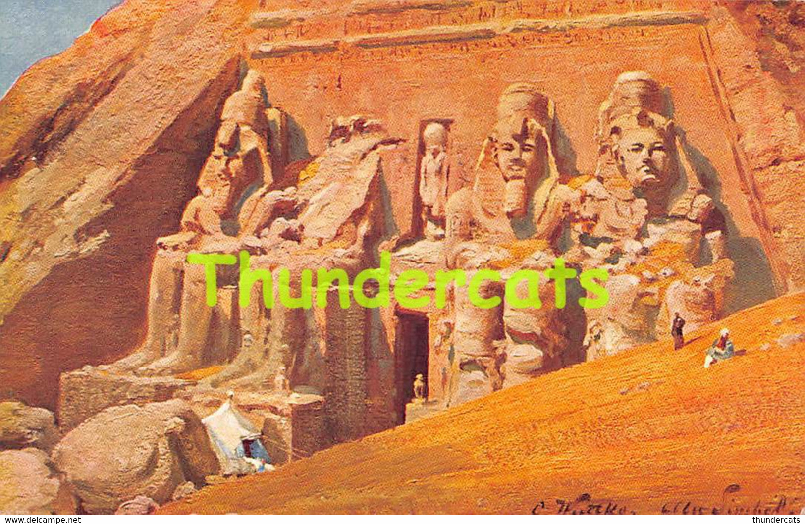 CPA ILLUSTRATEUR ARTIST SIGNED EGYPT EGYPTE ABU SIMBEL TEMPLE AUX ROCHERS - Abu Simbel