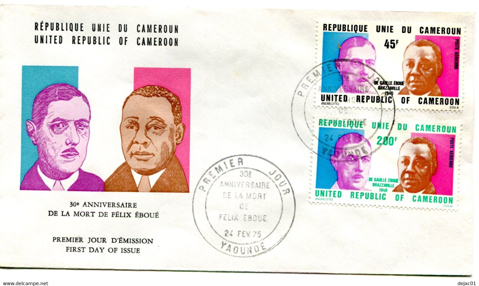 Thème Général De Gaulle - PJ Cameroun - Yvert 240 & 241 - R 6037 - De Gaulle (General)