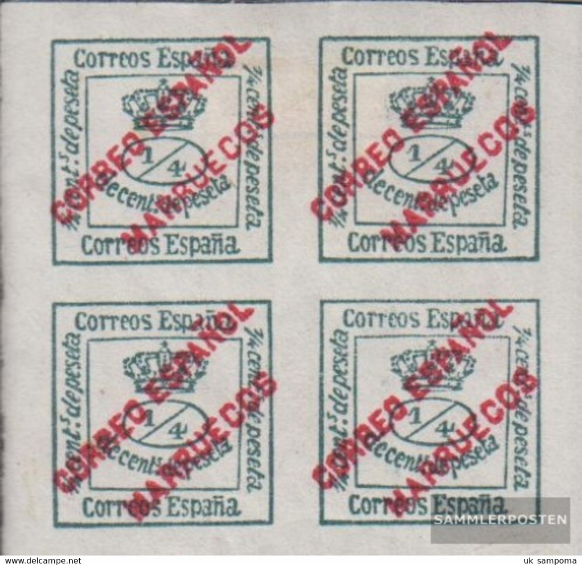 Spanish Post Morocco 4 Block Of Four (complete Issue) With Hinge 1903 Print Edition - Marocco Spagnolo