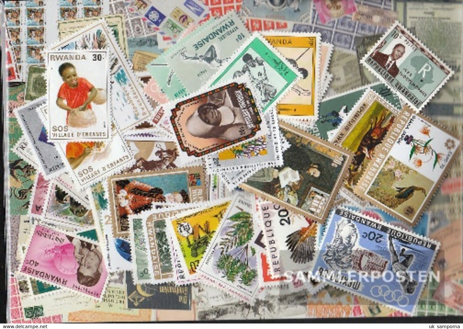 Rwanda Stamps-100 Different Stamps - Colecciones