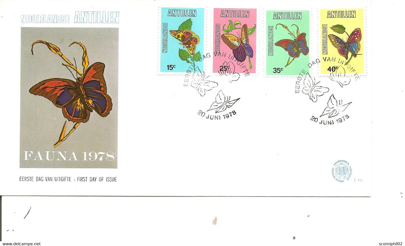 Papillons ( FDC Des Antilles Néérlandaises De 1978 à Voir) - Papillons