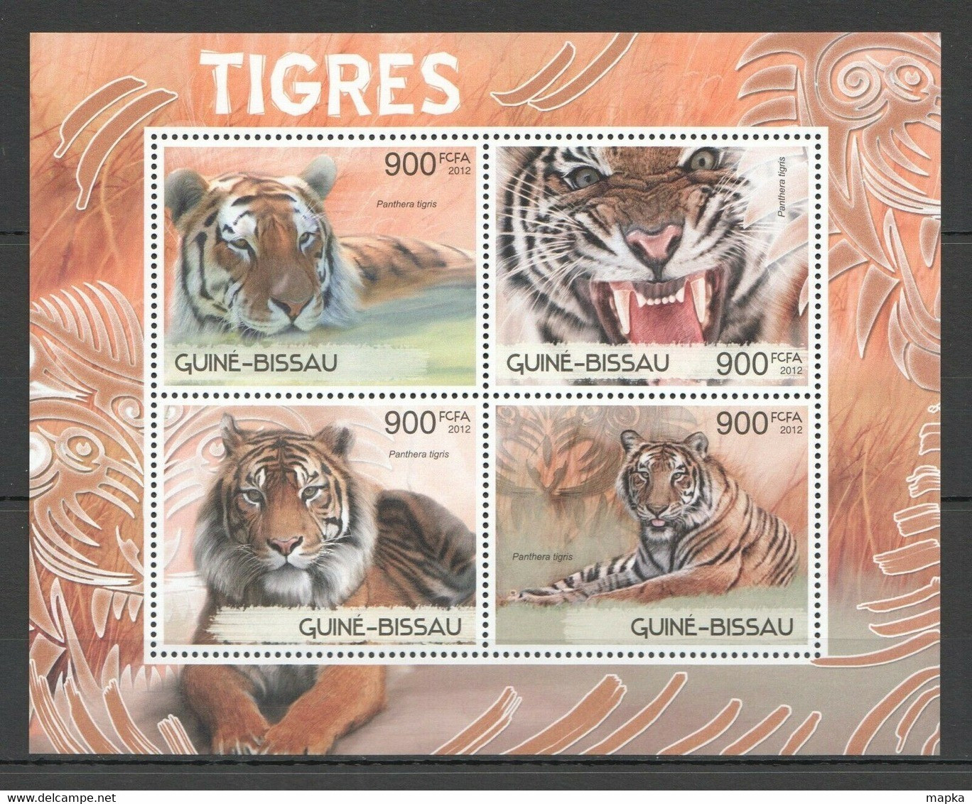 BC535 2012 GUINE GUINEA-BISSAU FAUNA WILD ANIMALS WILD CATS TIGERS TIGRES 1KB MNH - Raubkatzen