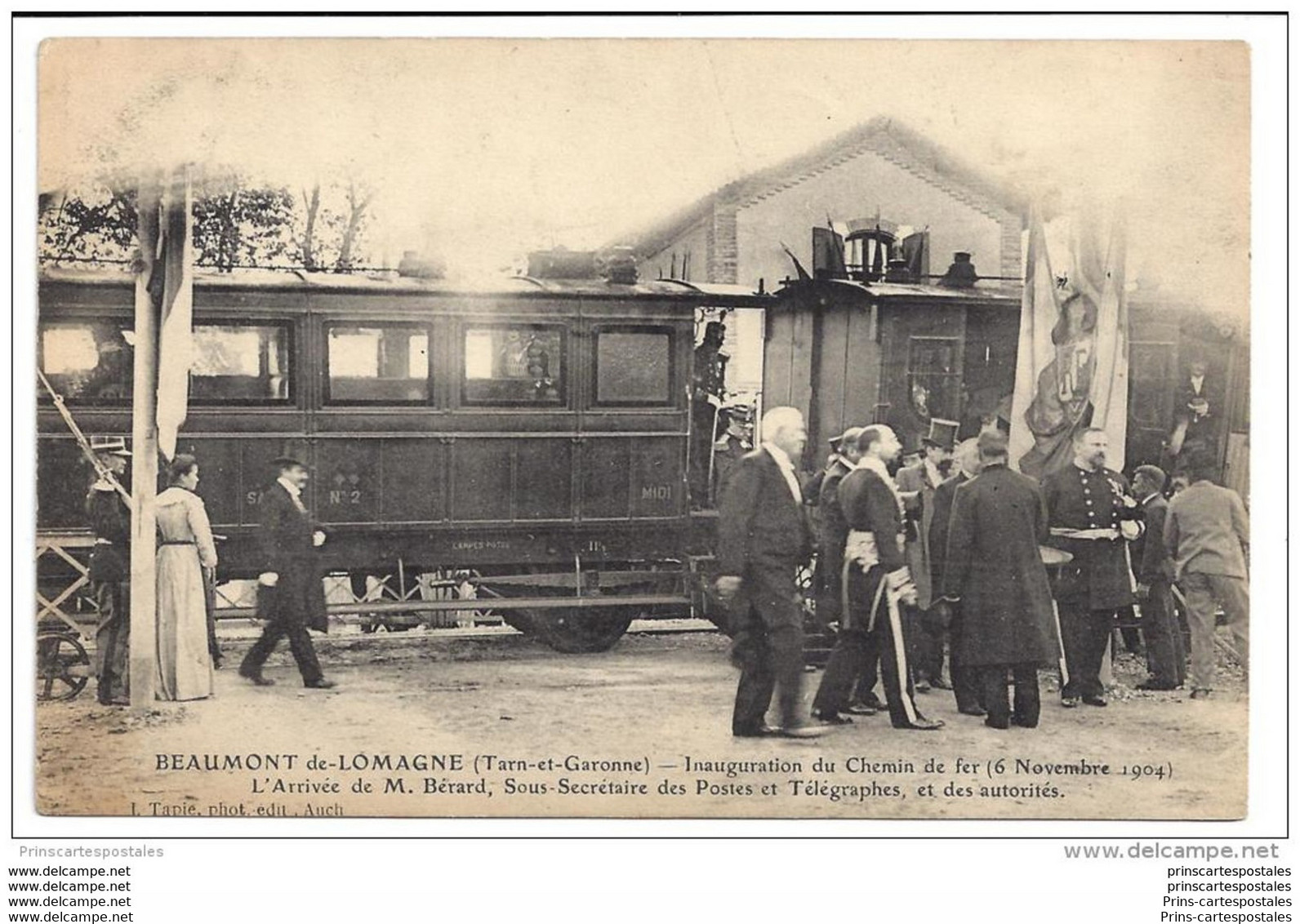 CPA 82 Beaumont De Lomagne Inauguration Du Chemin De Fer Novembre 1904 L'arrivée De Mr Bérard Sous Secretaire Des Postes - Beaumont De Lomagne