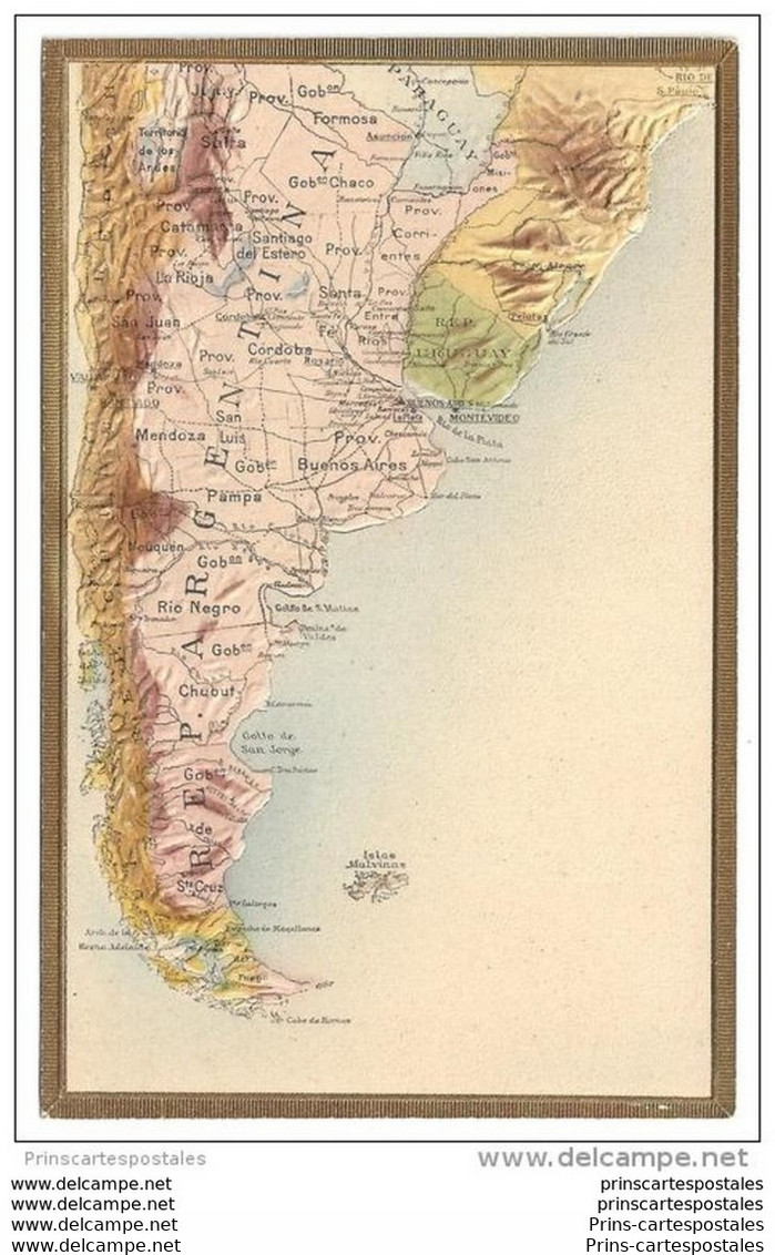 CPA Carte De L'Argentine Gaufrée - Argentinië