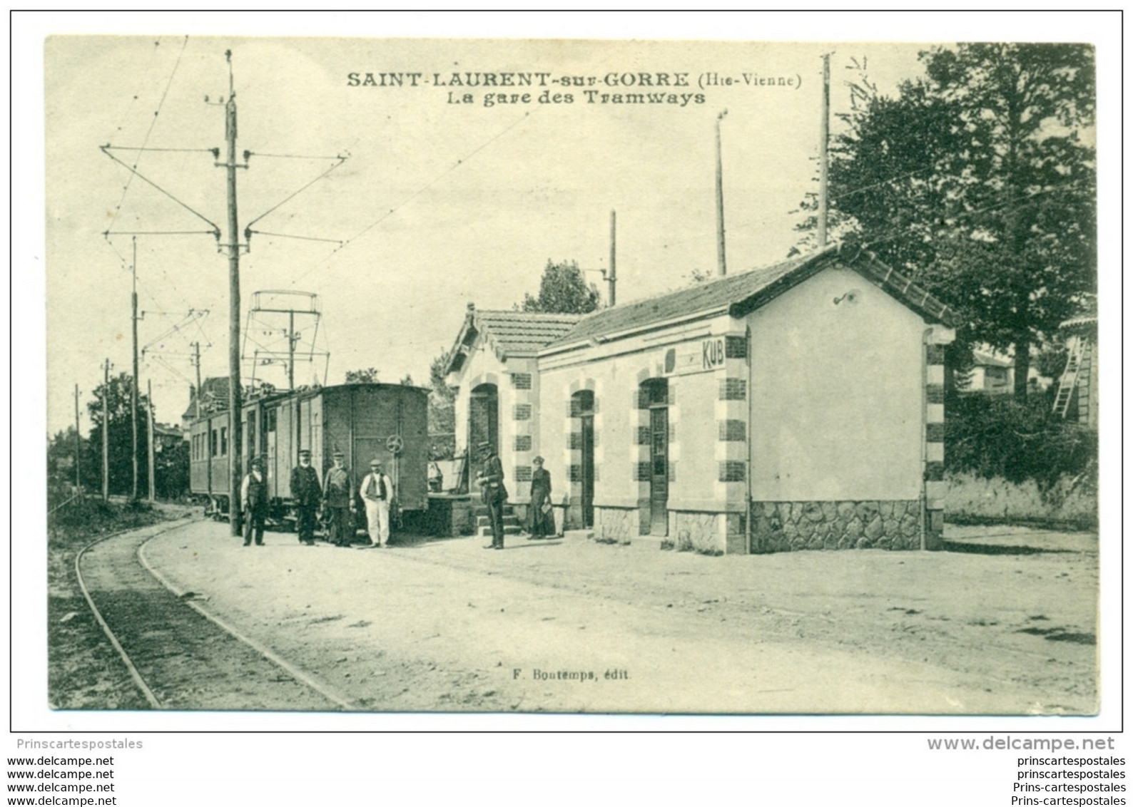 CPA 87 Saint Laurent Sur Gorre La Gare Et Le Tramway Ligne De Limoges à Peyrat Le Chateau - Saint Laurent Sur Gorre