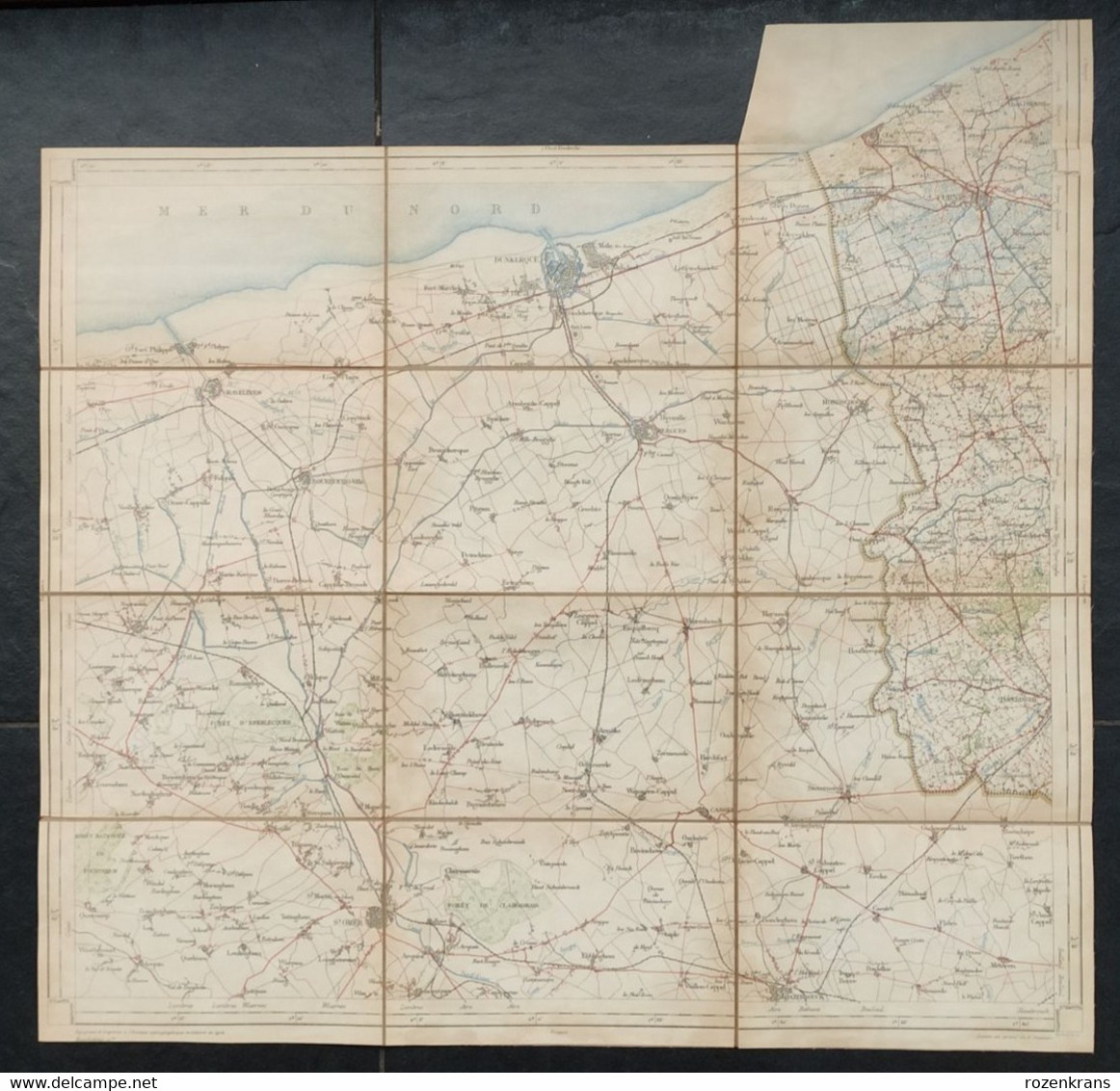 Topografische Militaire Kaart 1912 STAFKAART Veurne Dunkerque De Panne Koksijde Oostduinkerke Sint-Idesbald Poperinge - Carte Topografiche