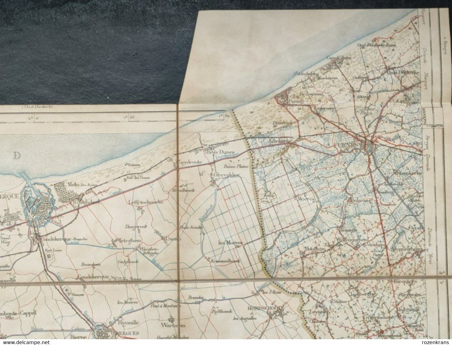 Topografische Militaire Kaart 1912 STAFKAART Veurne Dunkerque De Panne Koksijde Oostduinkerke Sint-Idesbald Poperinge - Topographische Karten