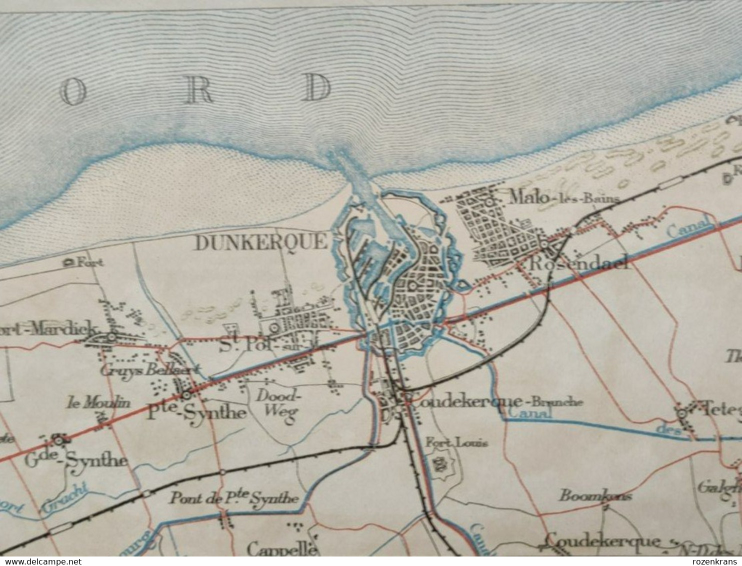 Topografische Militaire Kaart 1912 STAFKAART Veurne Dunkerque De Panne Koksijde Oostduinkerke Sint-Idesbald Poperinge - Topographische Karten