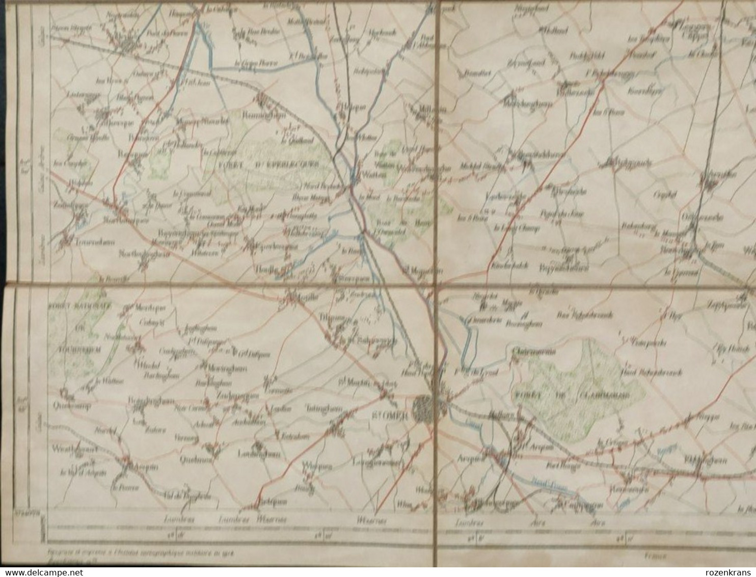 Topografische militaire kaart 1912 STAFKAART Veurne Dunkerque De Panne Koksijde Oostduinkerke Sint-Idesbald Poperinge