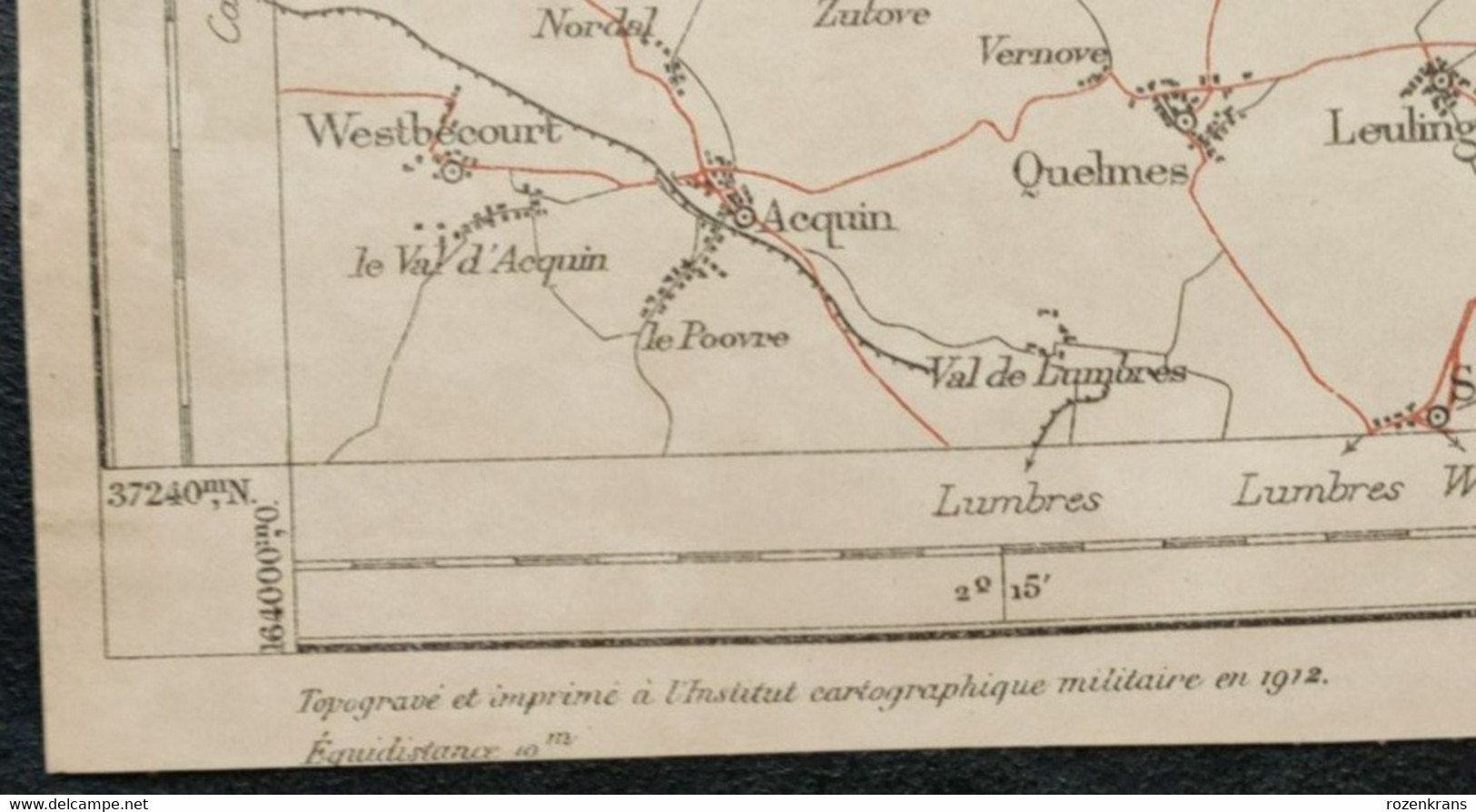 Topografische militaire kaart 1912 STAFKAART Veurne Dunkerque De Panne Koksijde Oostduinkerke Sint-Idesbald Poperinge