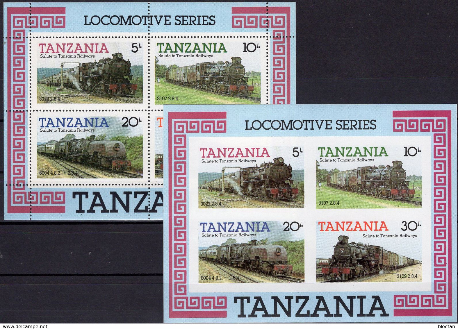 Imperf.Loks 1985 Tansania Blocks 44 A+B ** 14€ Lok 3129 2.8.4 Ss Locomotion Blocs Trains Sheets Railway Bf Tanzanie - Perforadas