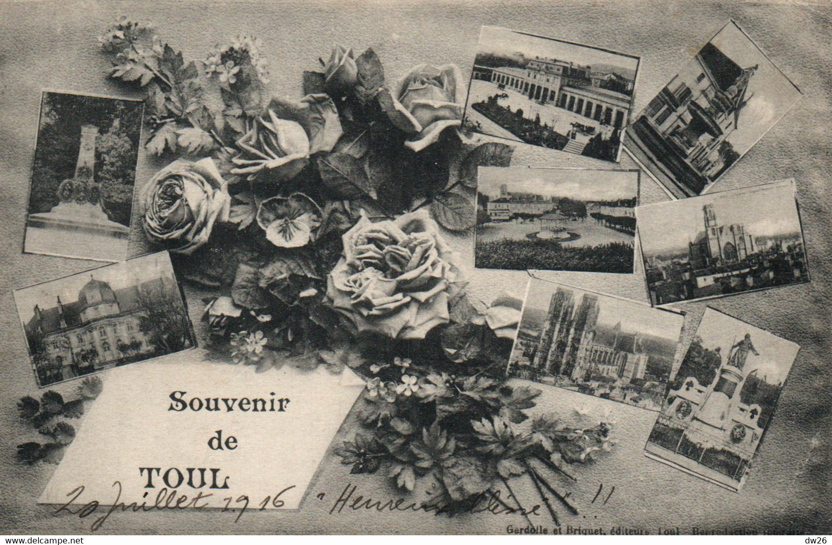 Souvenir De Toul - Multivues, Fleurs - Edition Gerdolle Et Briquet - Carte De 1916 - Santé