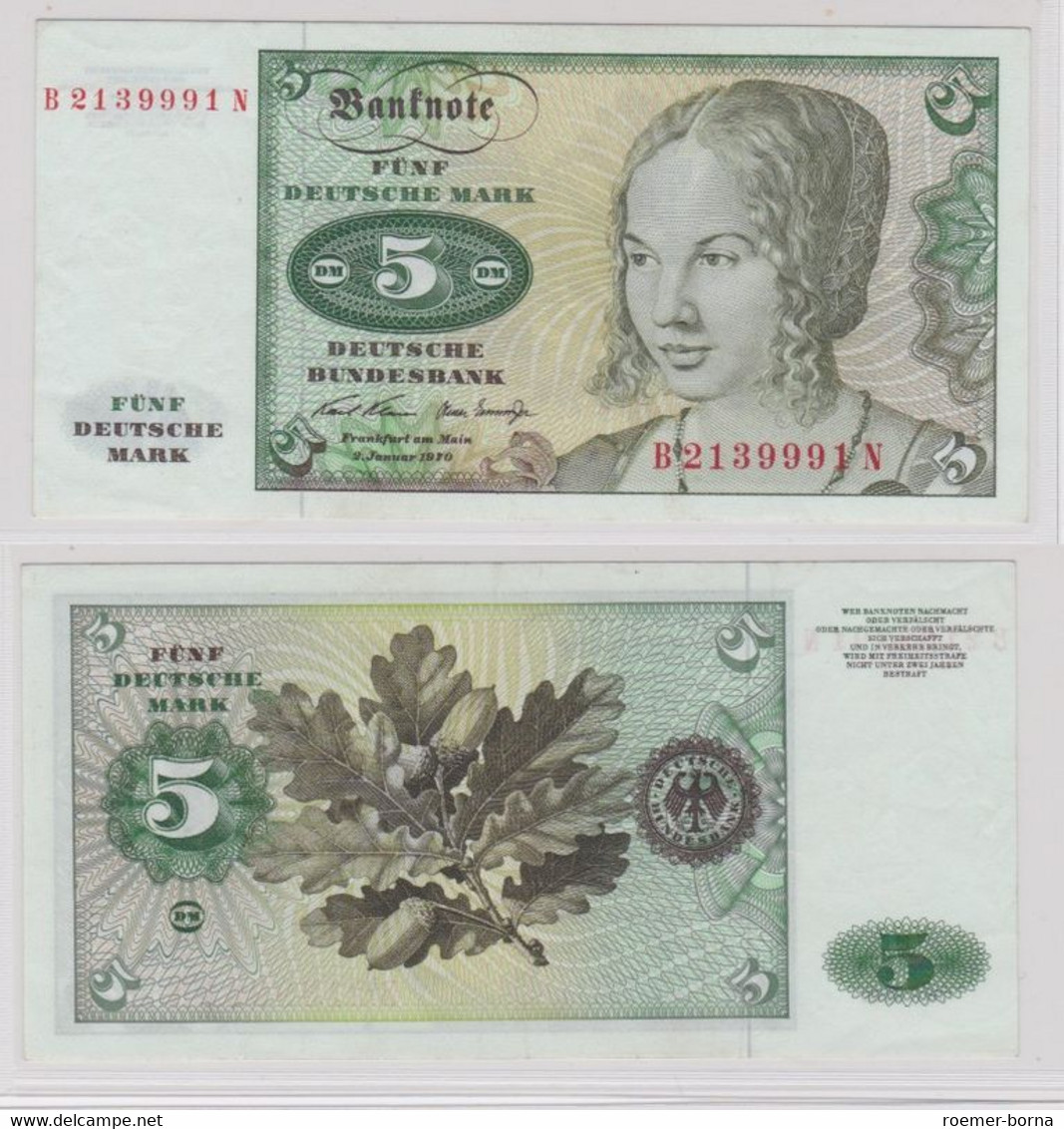 T144227 Banknote 5 DM Deutsche Mark Ro. 269a Schein 2.Januar 1970 KN B 2139991 N - 5 Deutsche Mark