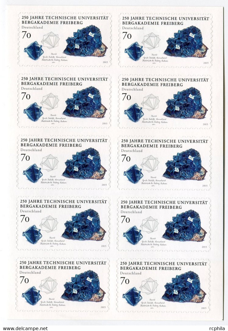 RC 19832 ALLEMAGNE RFA 2015 MINERAUX CARNET COMPLET A LA FACIALE NEUF ** BOOKLET MNH TB - Nuevos