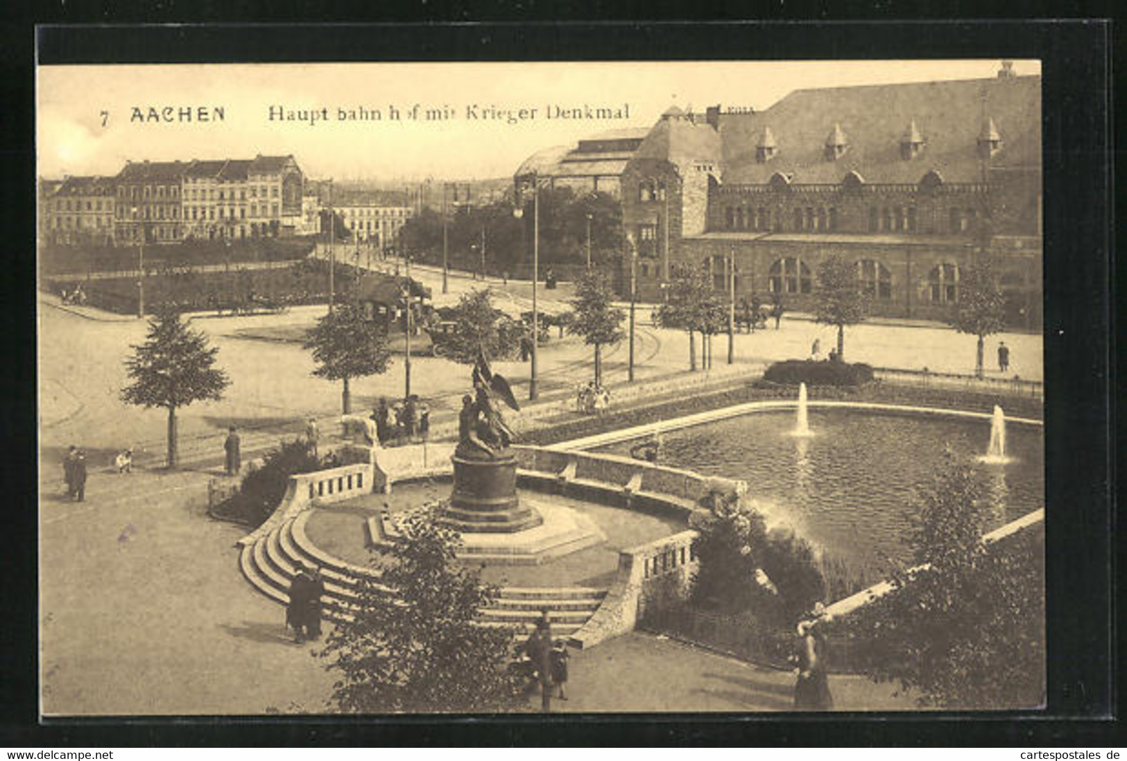 AK Aachen, Hauptbahnhof Mit Krieger Denkmal - Aken