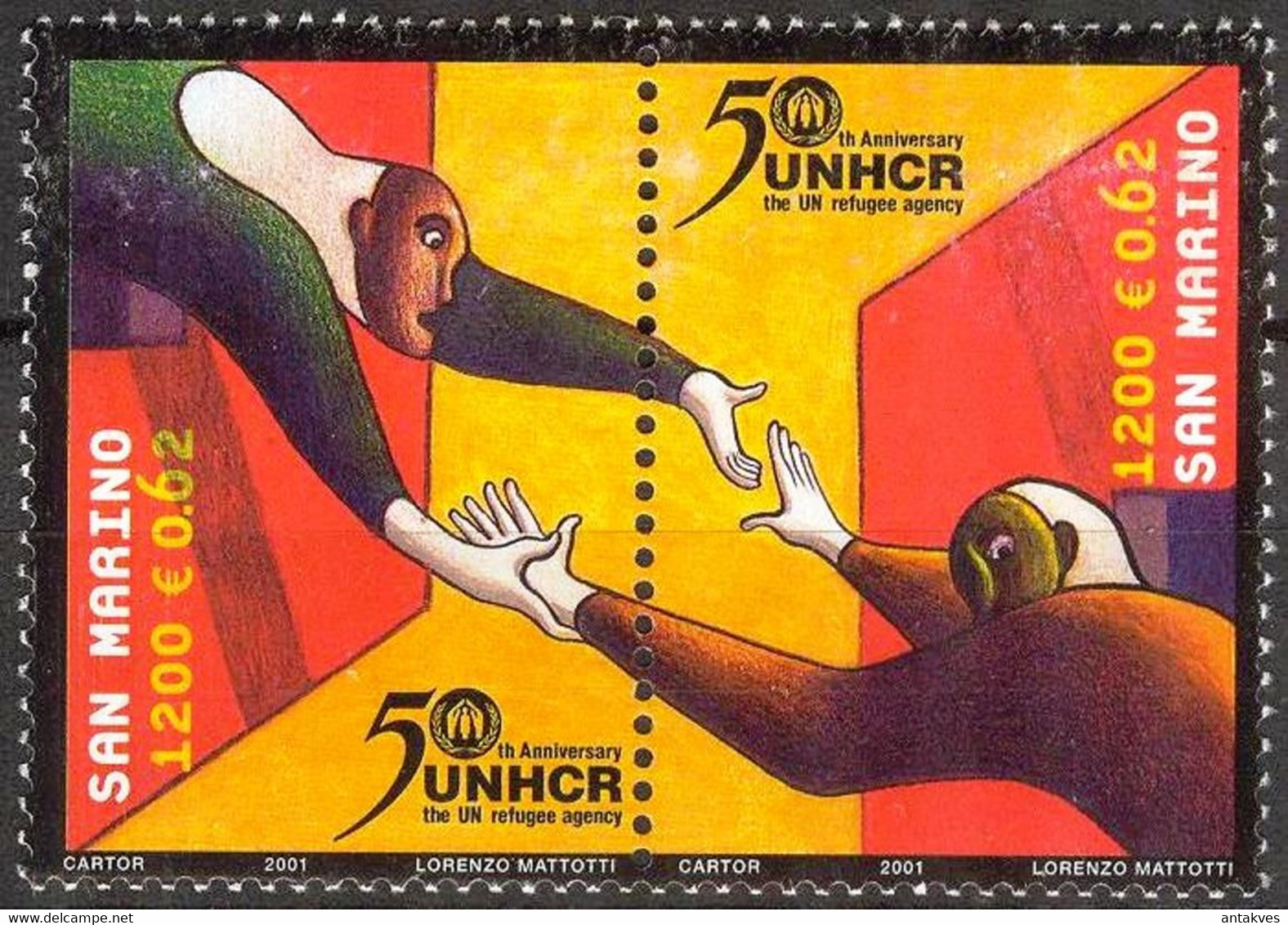 San Marino 2001 50 Years Of UNHCR Set Of 2 MNH - Otros & Sin Clasificación