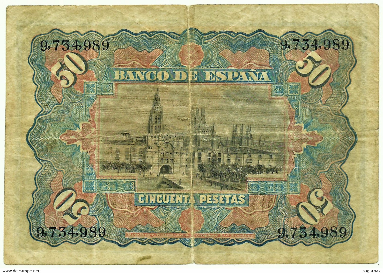 ESPAÑA - 50 Pesetas - 15.07.1907 - Pick 63.a - Sin Serie - Kingdom - Alfonso XIII - 50 Pesetas