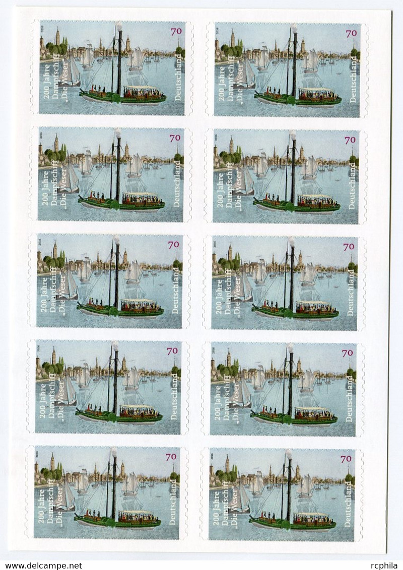 RC 19841 ALLEMAGNE RFA 2016 BATEAUX CARNET COMPLET A LA FACIALE NEUF ** BOOKLET MNH TB - Nuevos