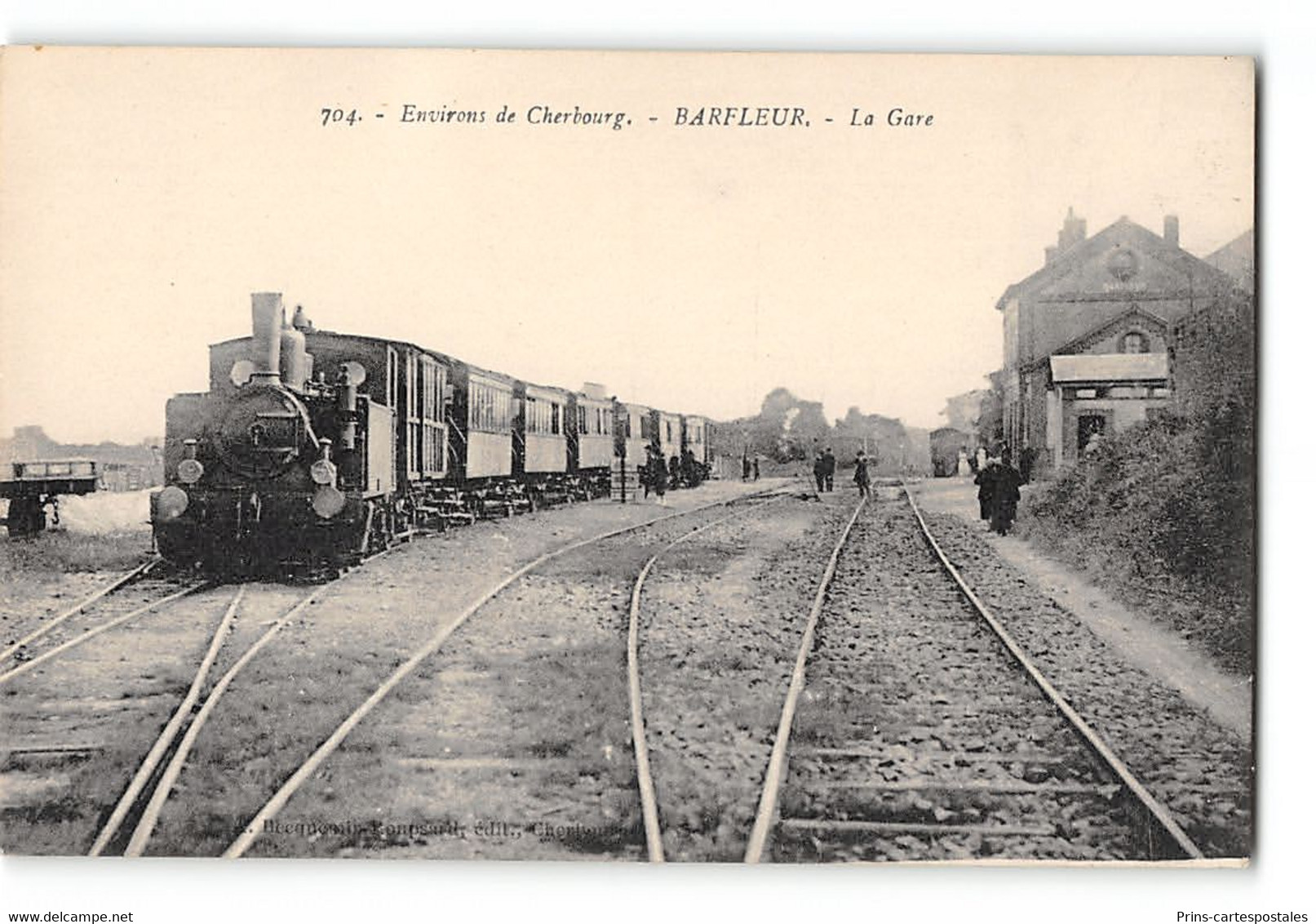 CPA 50 Barfleur La Gare Et Le Train Tramway - Barfleur