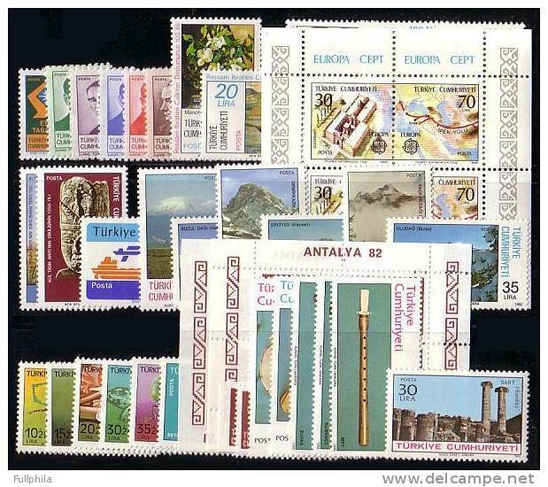 1982 TURKEY YEAR COMPLETE SET ALL MNH ** - Années Complètes