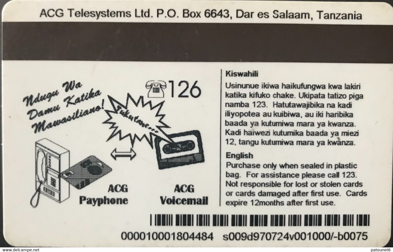 TANZANIE  -   Recharge   -  ACG TELESYSTEMS  -  1000/- - Tanzania