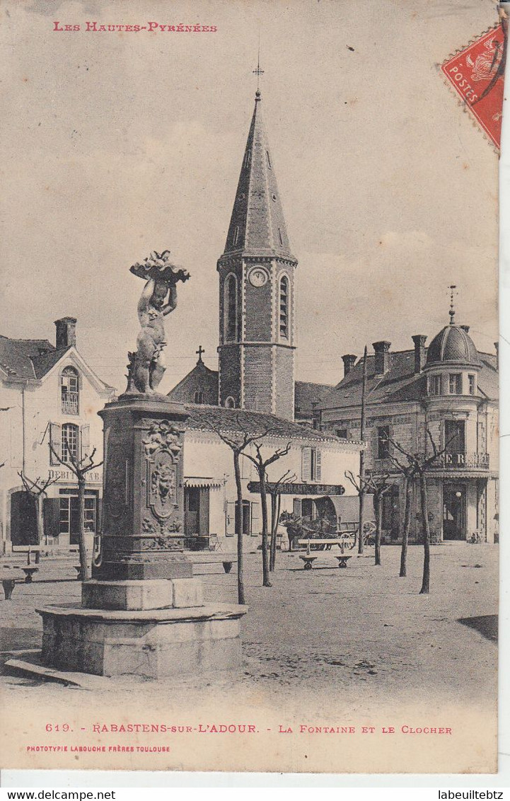 RABASTENS - 2 Cartes - Fontaine  Clocher & Intérieur De L'église  PRIX FIXE - Rabastens De Bigorre