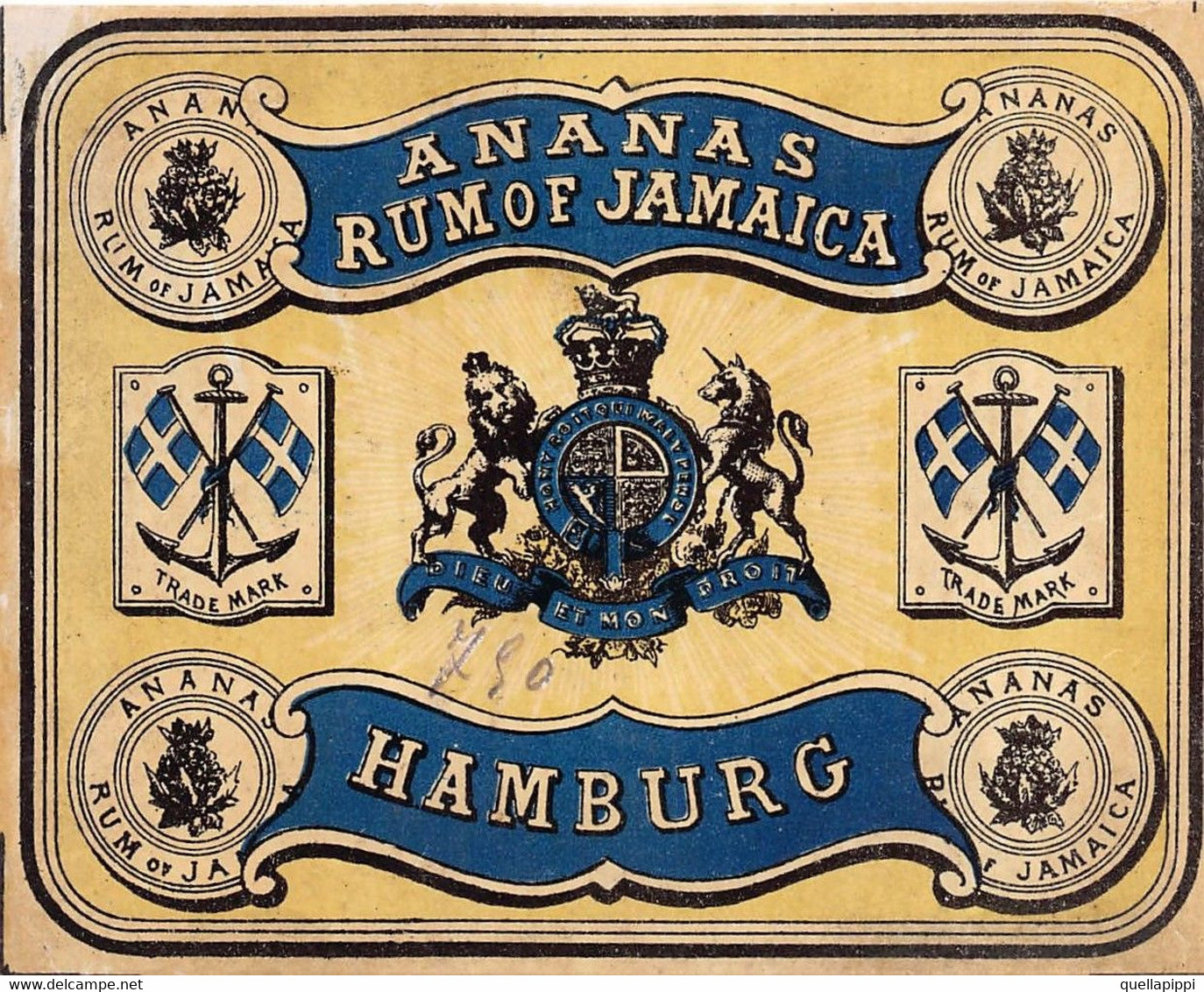 012068 "HAMBURG - ANANAS RUM OF JAMAICA"   ETICH. ORIG LABEL - Frutta E Verdura