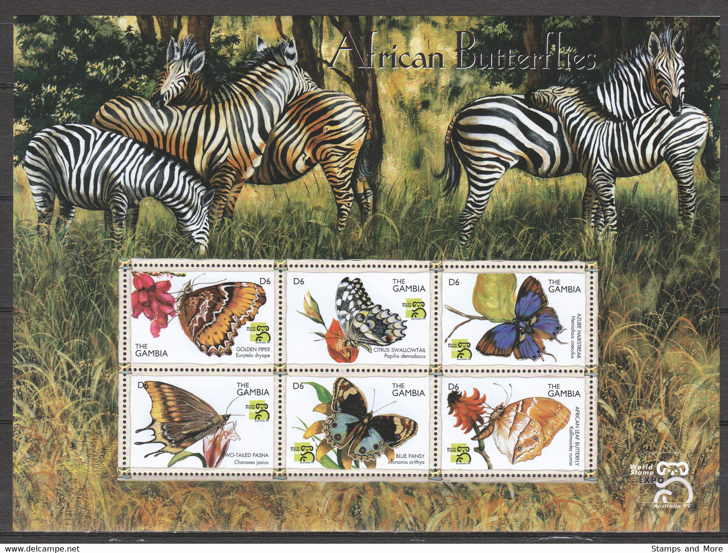 Gambia 1999 Kleinbogen Mi 3182-3187 MNH BUTTERFLIES - Papillons