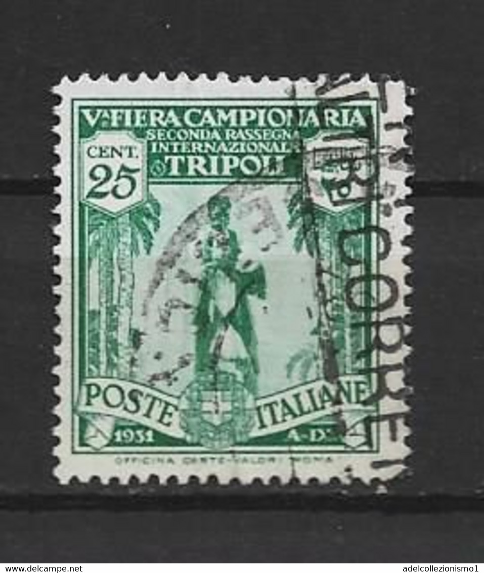 94998) ITALIA-TRIPOLITANIA-25 C. Suonatore Di Cornamusa-8 Marzo 1931 - 5ª Fiera Di Tripoli -USATO - Tripolitania