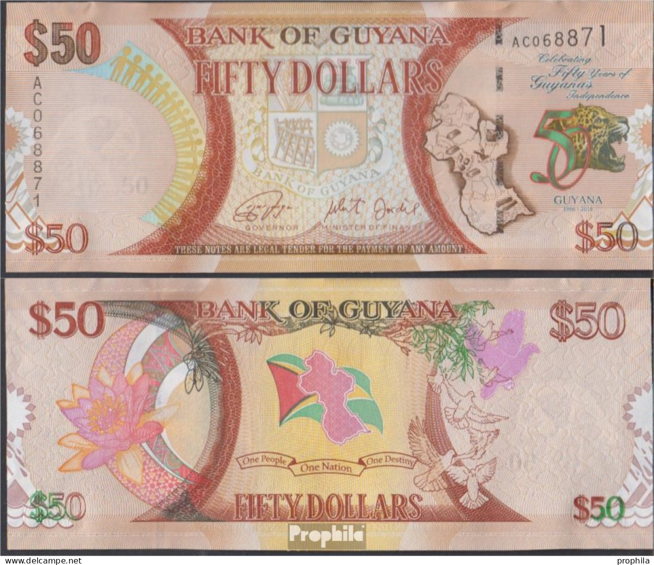 Guyana Pick-Nr: 41 Bankfrisch 2016 50 Dollars - Guyana